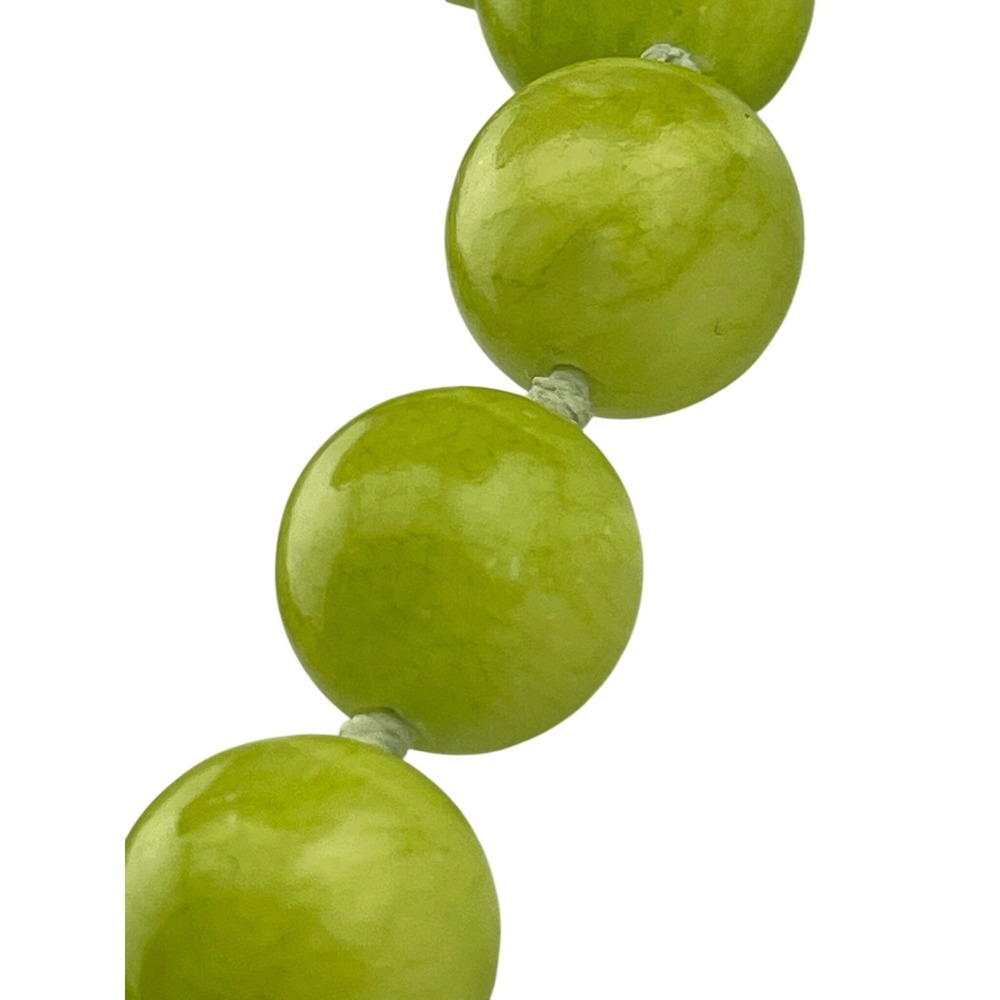 Statement Bead Necklace green chalcedony hand knotted runway jewelry 925 clasp - Picture 6 of 14